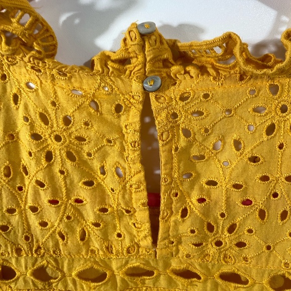 Maeve by Anthropologie Tilly Eyelet Blouse Sz 4 Sunflower Yellow - Picture 5 of 10